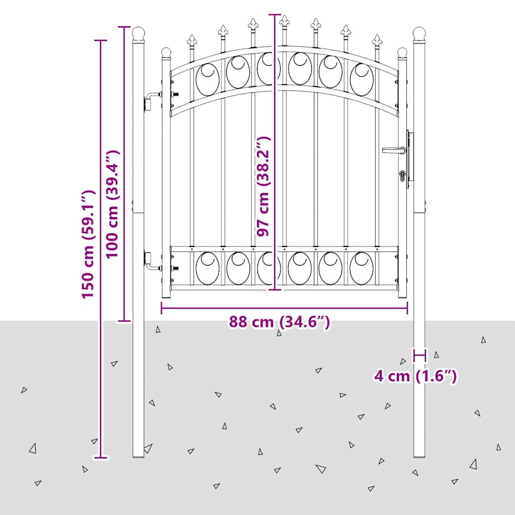Cancello per recinzione EMMEN con punte in acciaio 103x97 cm verde