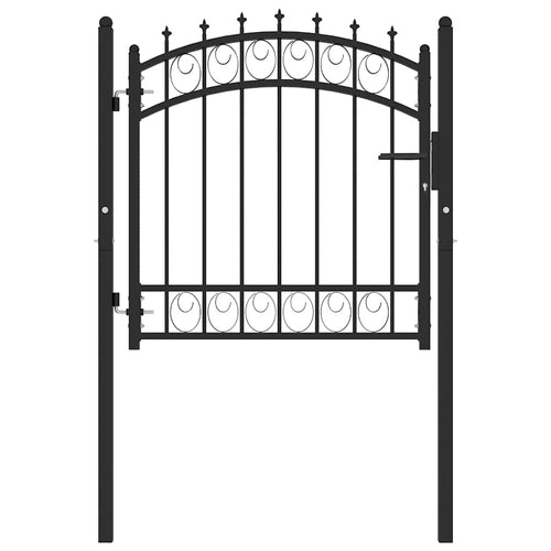Cancello per recinzione EMMEN con punte in acciaio 103x97 cm Nero