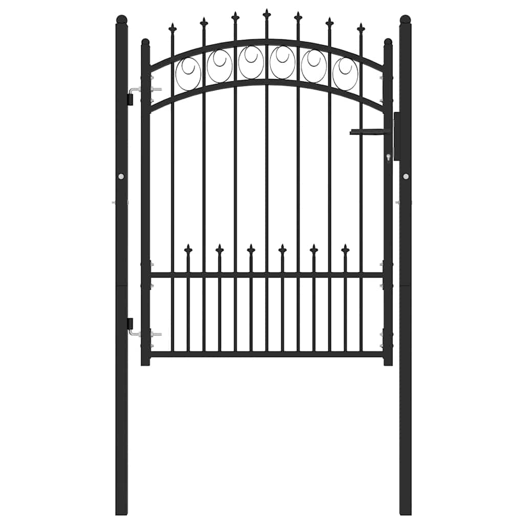 Cancello per recinzione EMMEN con punte in acciaio 104x109,5 cm Nero
