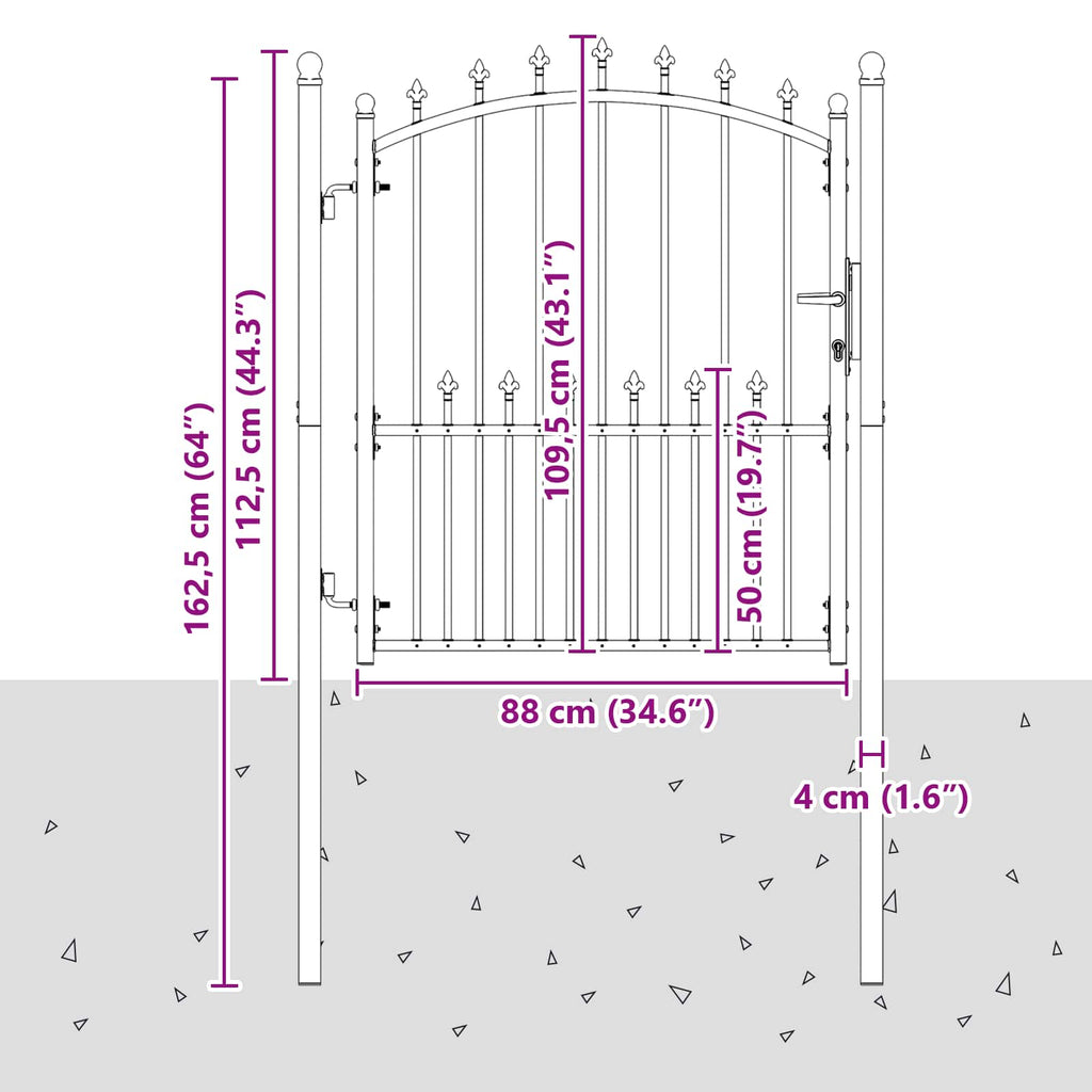 Cancello della recinzione EMMEN con punte 100 x 125 cm