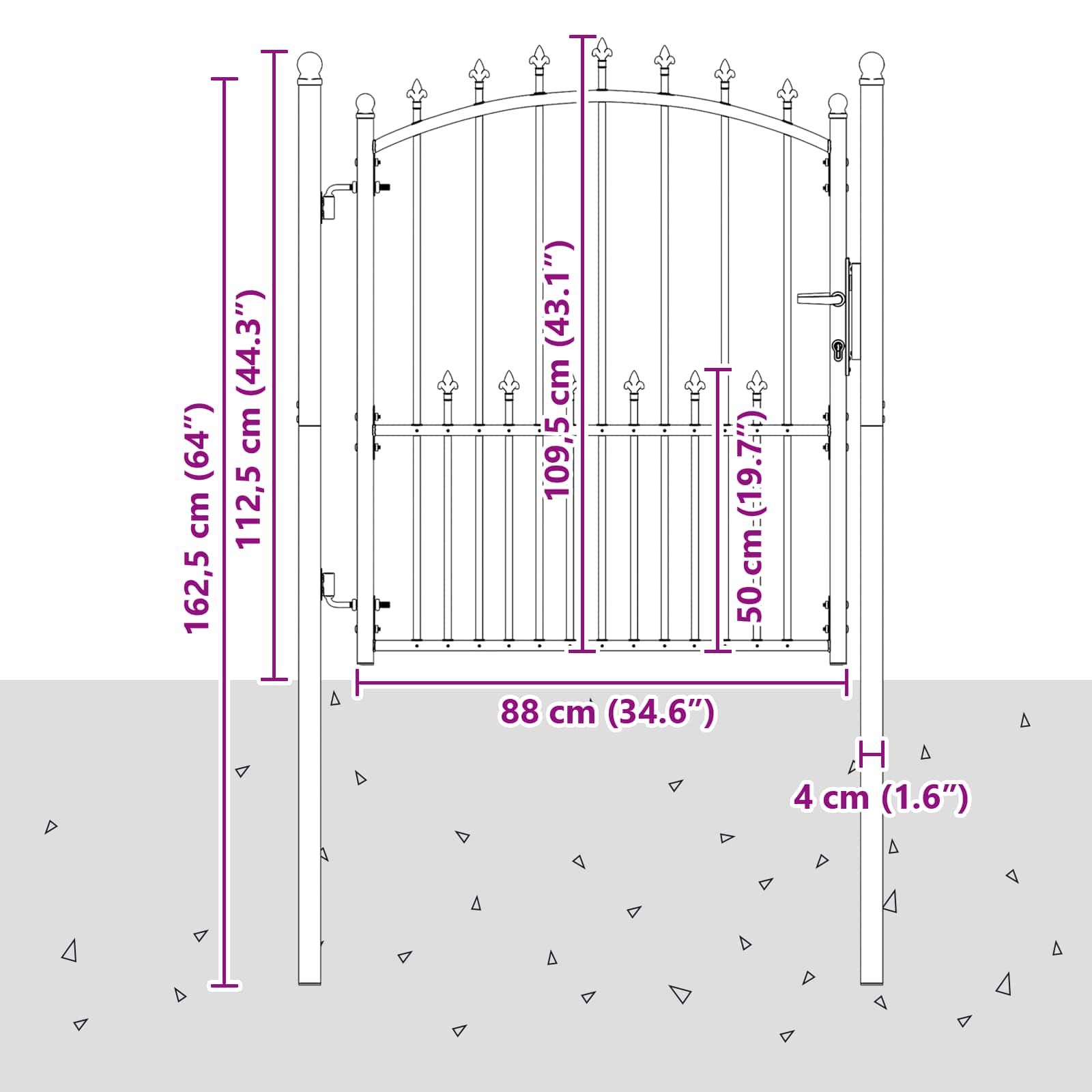 Cancello della recinzione EMMEN con punte 100 x 125 cm