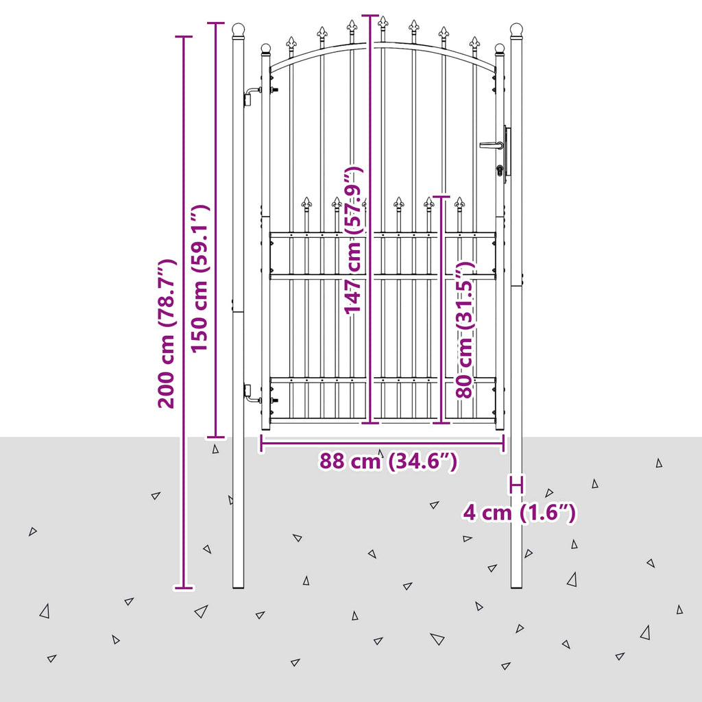 Cancello della recinzione EMMEN con punte 100 x 200 cm