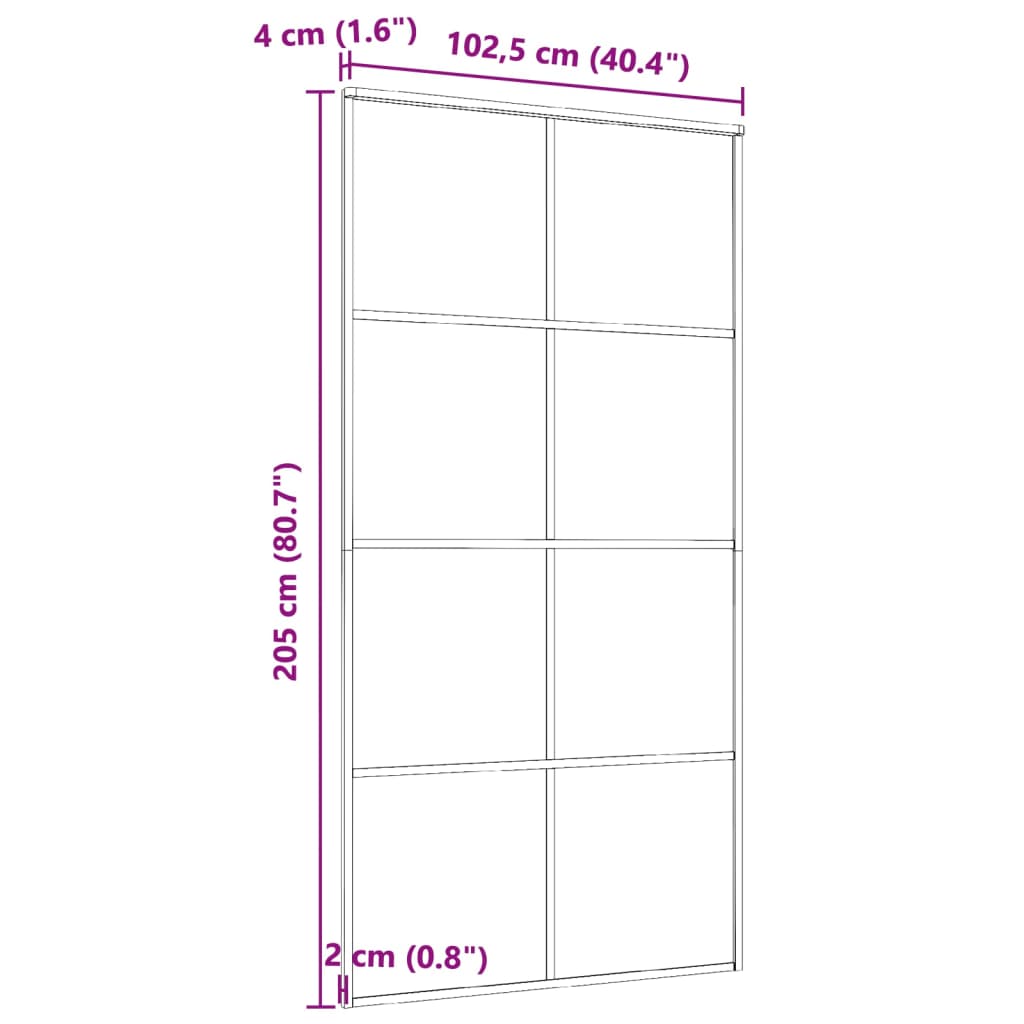 Porta Scorrevole in Vetro ESG e Alluminio 102,5x205 cm Nera