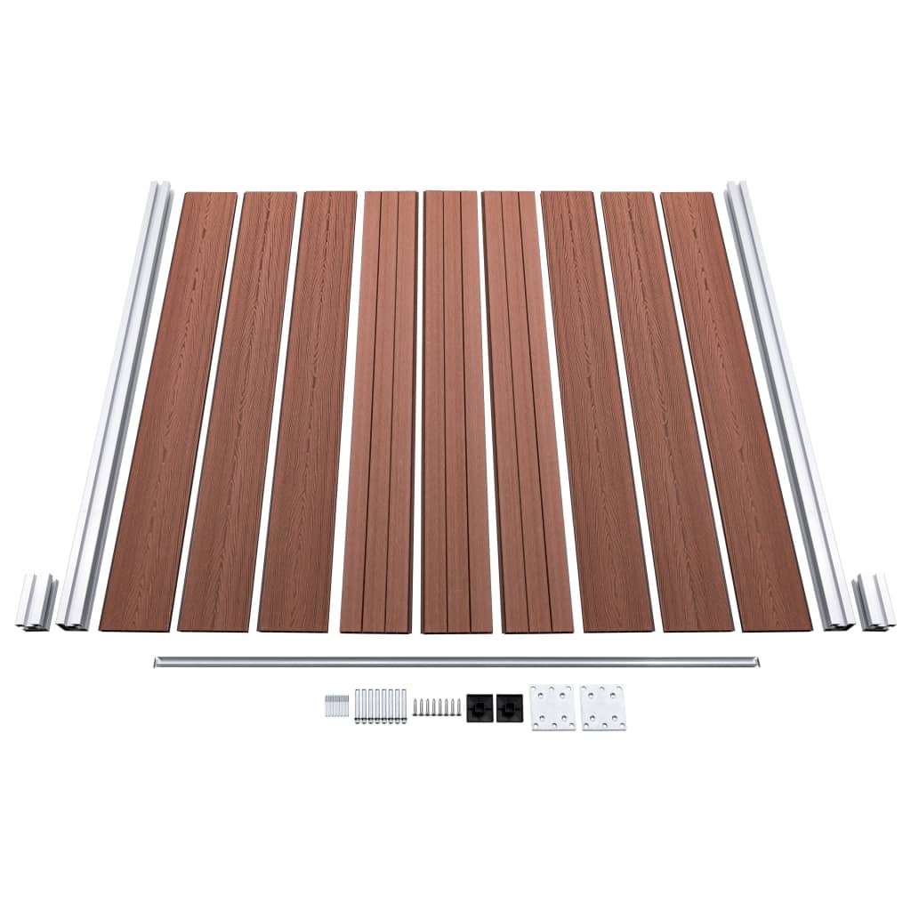 Pannello Recinzione WPC 2 Quadrati 1 Inclinato 446x186cm Marrone