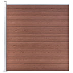 Pannello Recinzione WPC 5 Quadrati 1 Inclinato 965x186 cm Marrone