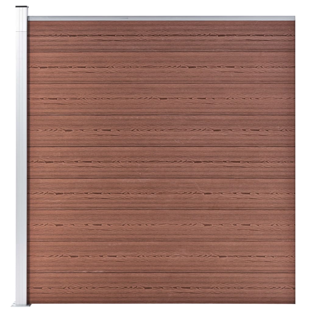 Pannello Recinzione WPC 5 Quadrati 1 Inclinato 965x186 cm Marrone