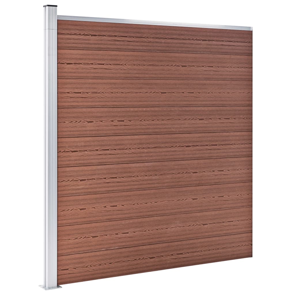 Pannello Recinzione WPC 5 Quadrati 1 Inclinato 965x186 cm Marrone
