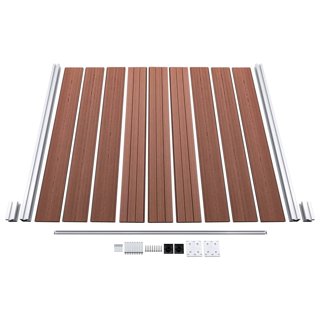 Pannello Recinzione WPC 7 Quadrati 1 Inclinato 1311x186cm Marrone