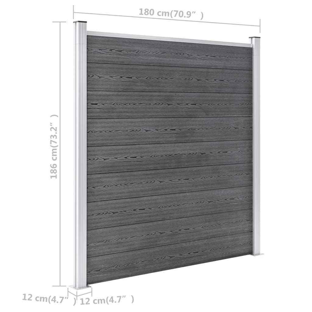 Pannello di Recinzione in WPC 699x186 cm Grigio