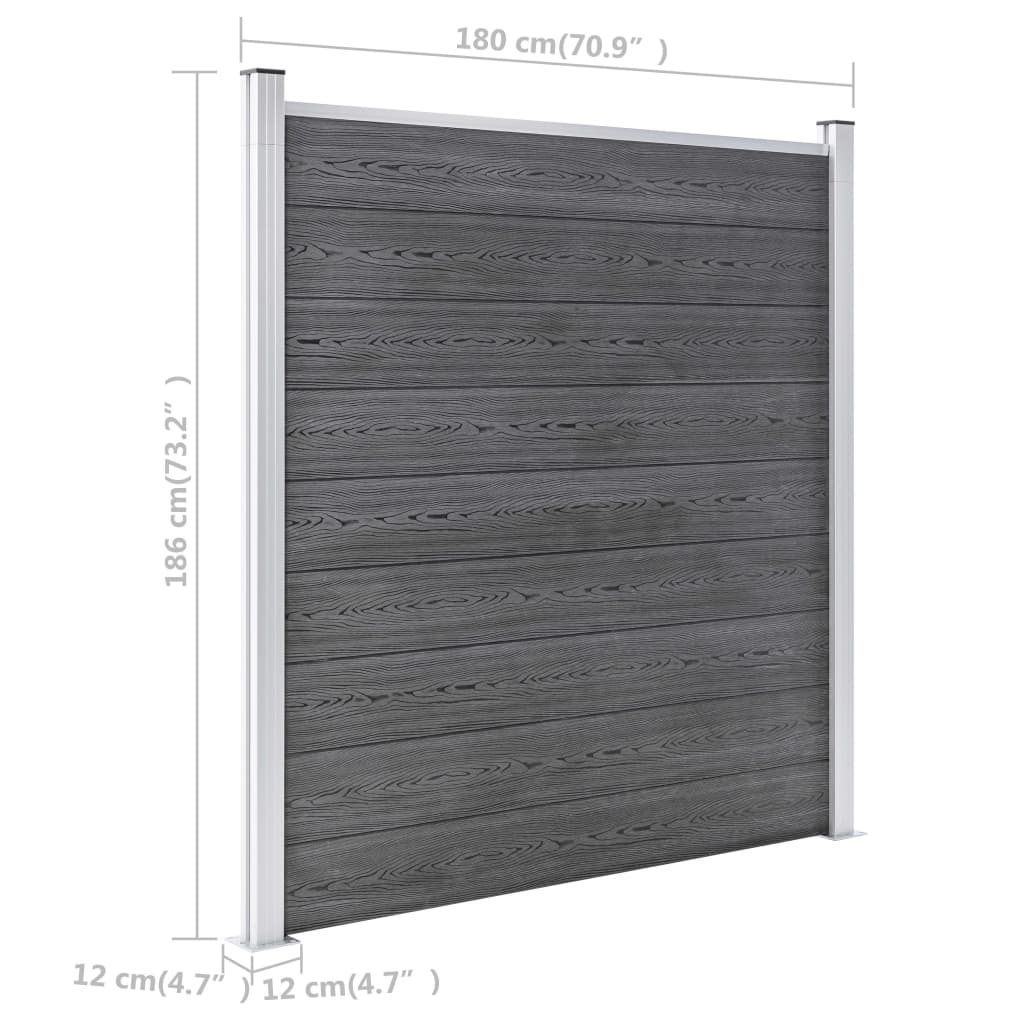 Pannello di Recinzione in WPC 872x186 cm Grigio