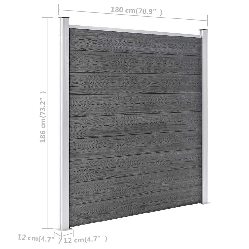 Pannello di Recinzione in WPC 1218x186 cm Grigio