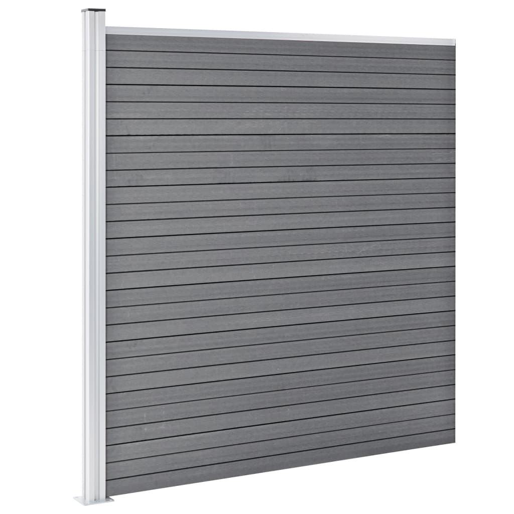 Pannello Recinzione WPC 2 Quadrati 1 Inclinato 446x186 cm Grigio