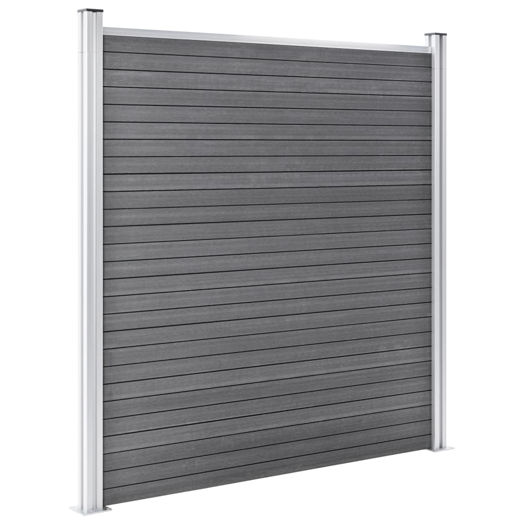 Pannello Recinzione WPC 2 Quadrati 1 Inclinato 446x186 cm Grigio