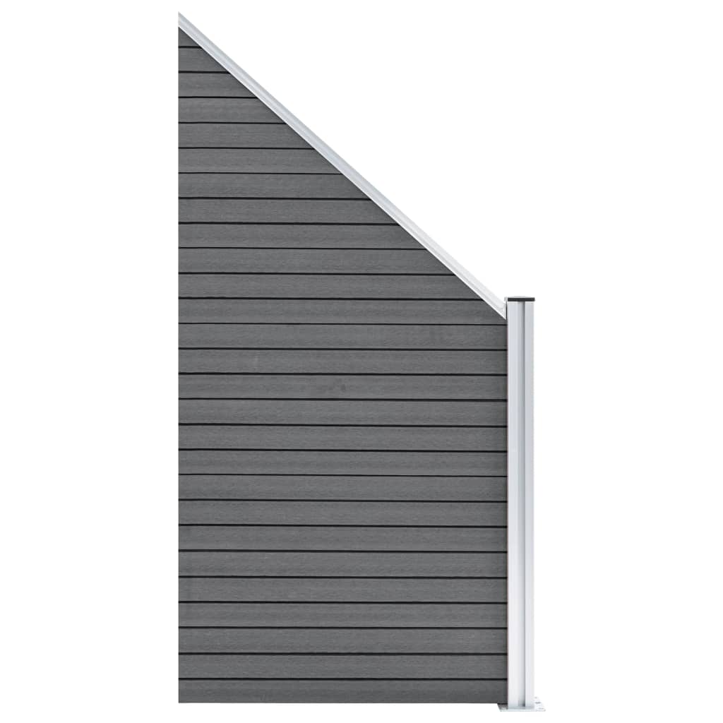 Pannello Recinzione WPC 2 Quadrati 1 Inclinato 446x186 cm Grigio