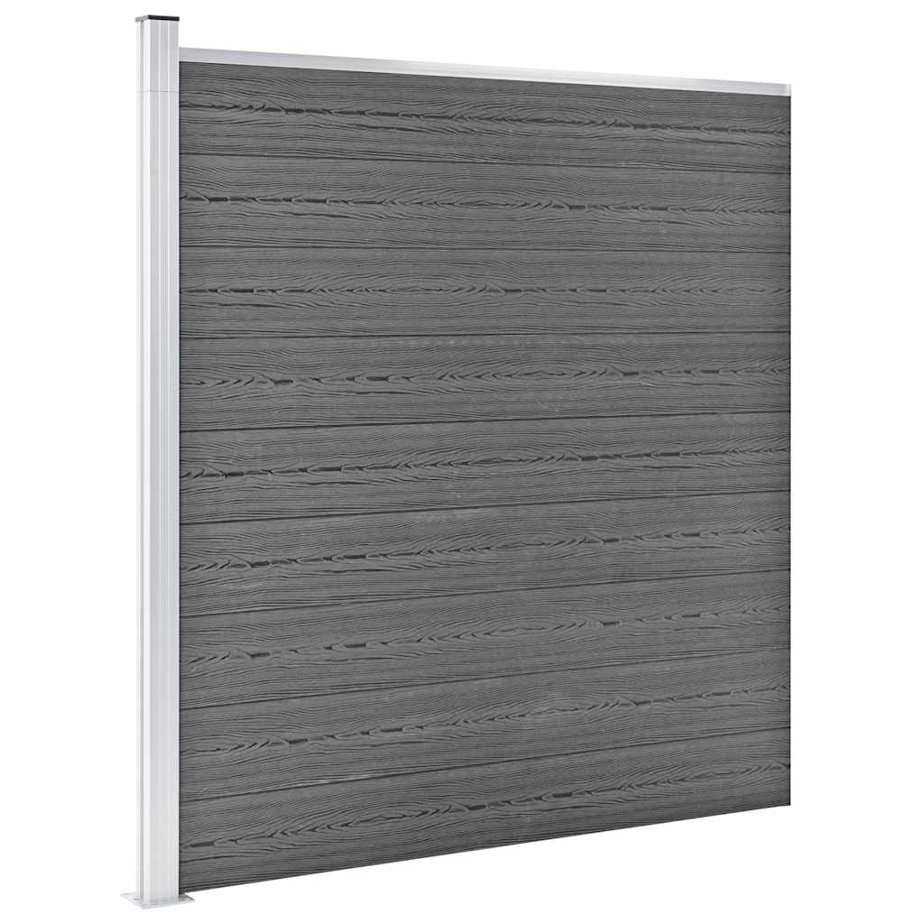 Pannello Recinzione WPC 3 Quadrati 1 Inclinato 619x186 cm Grigio