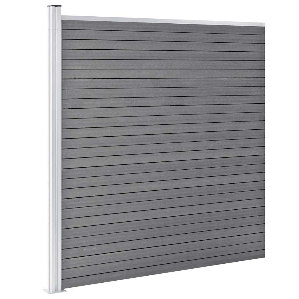 Pannello Recinzione WPC 3 Quadrati 1 Inclinato 619x186 cm Grigio
