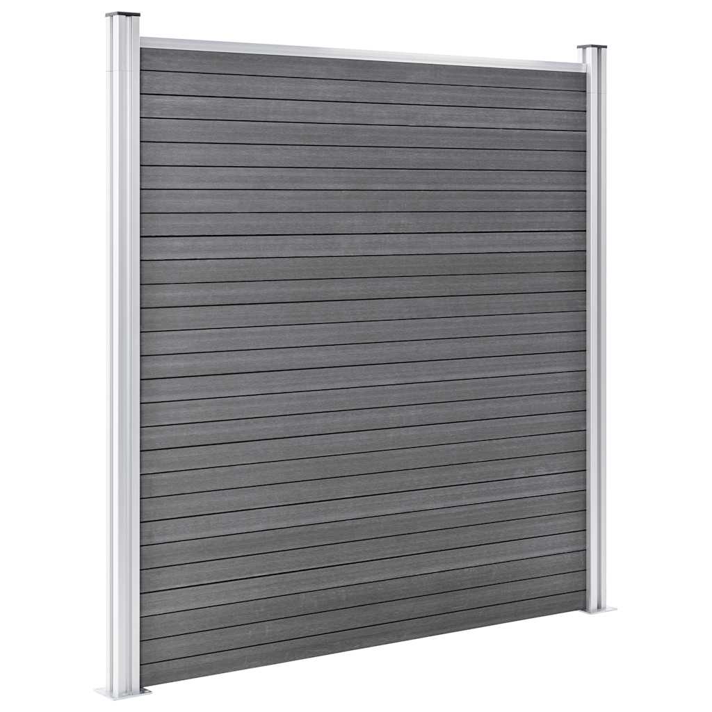 Pannello Recinzione WPC 3 Quadrati 1 Inclinato 619x186 cm Grigio