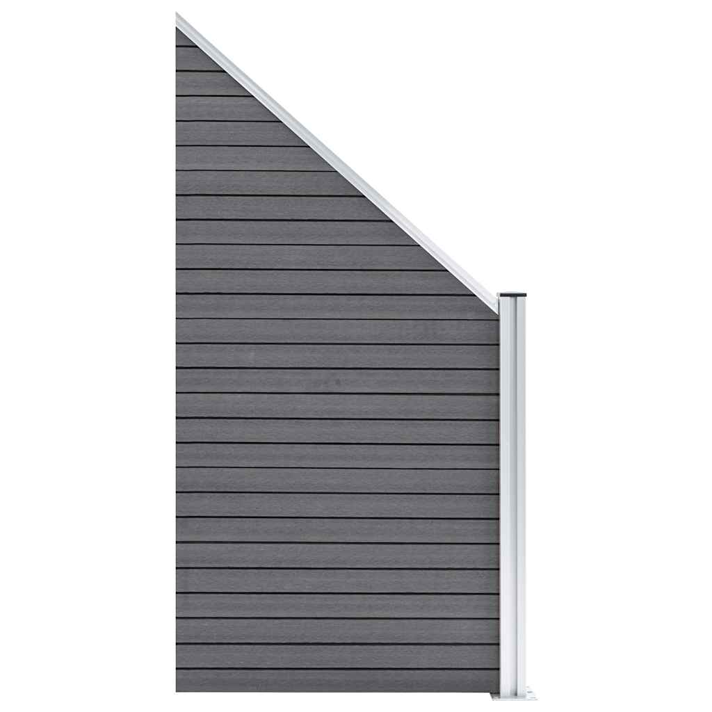Pannello Recinzione WPC 3 Quadrati 1 Inclinato 619x186 cm Grigio