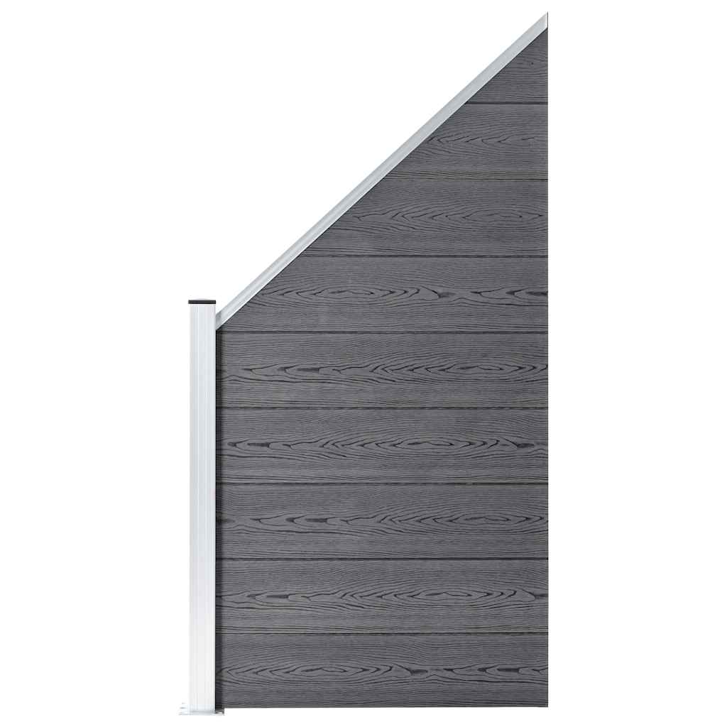 Pannello Recinzione WPC 3 Quadrati 1 Inclinato 619x186 cm Grigio