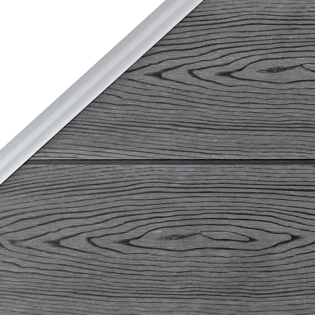 Pannello Recinzione WPC 3 Quadrati 1 Inclinato 619x186 cm Grigio