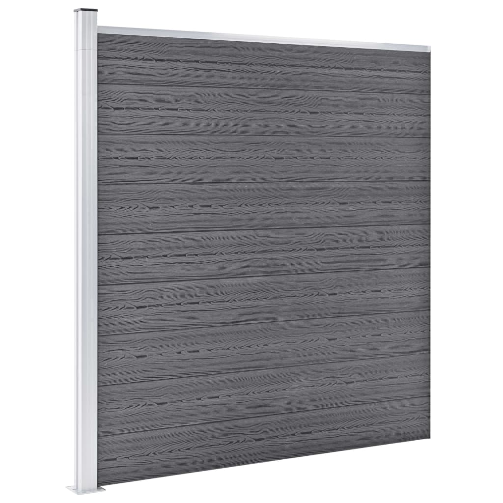 Pannello Recinzione WPC 4 Quadrati 1 Inclinato 792x186 cm Grigio