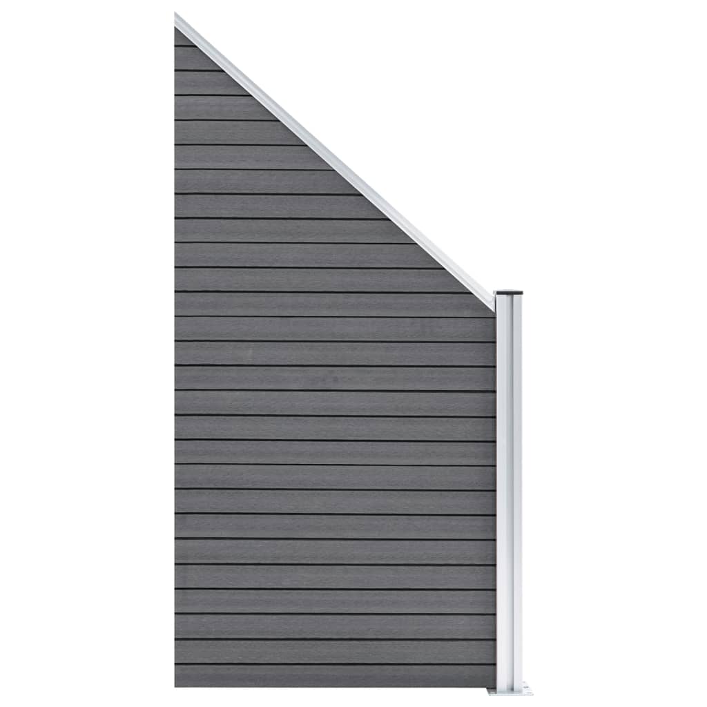 Pannello Recinzione WPC 4 Quadrati 1 Inclinato 792x186 cm Grigio