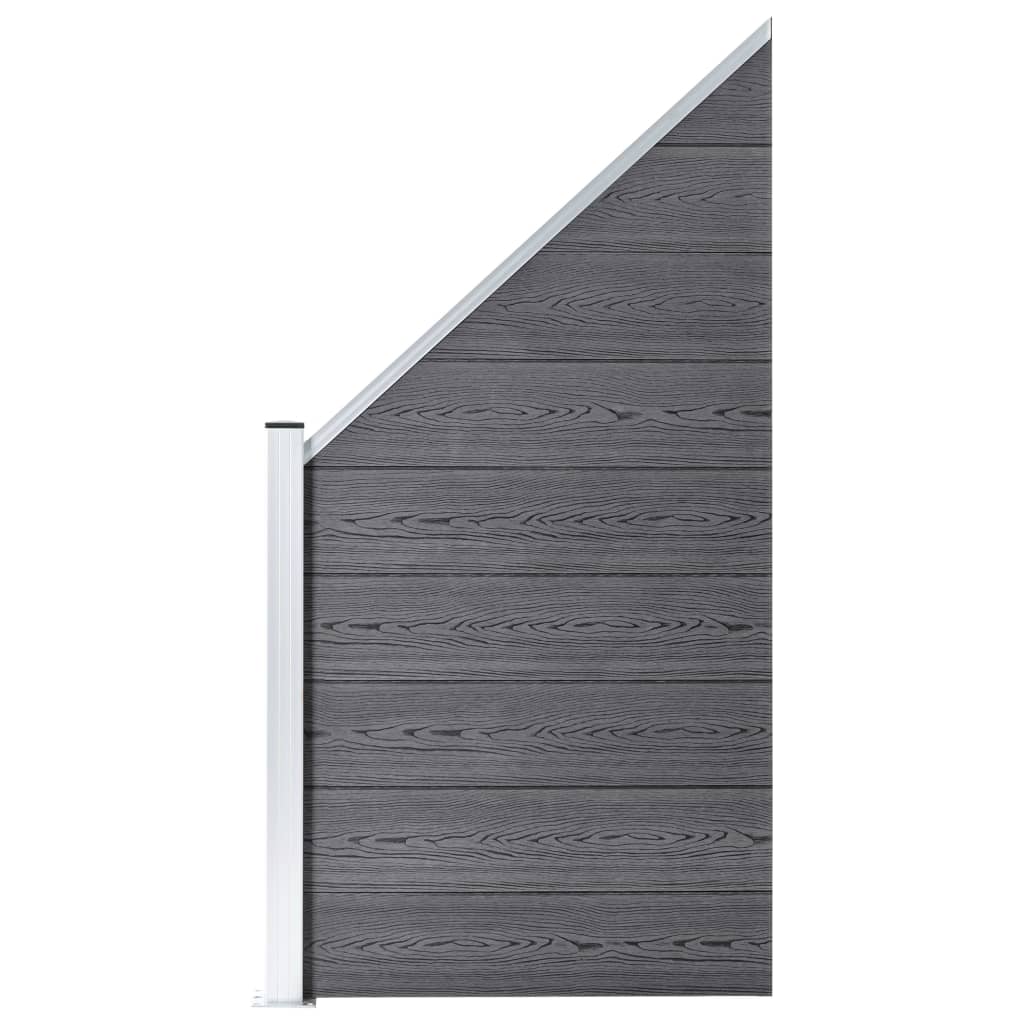 Pannelli Recinzione WPC 5 Quadrati 1 Inclinato 965x186 cm Grigio