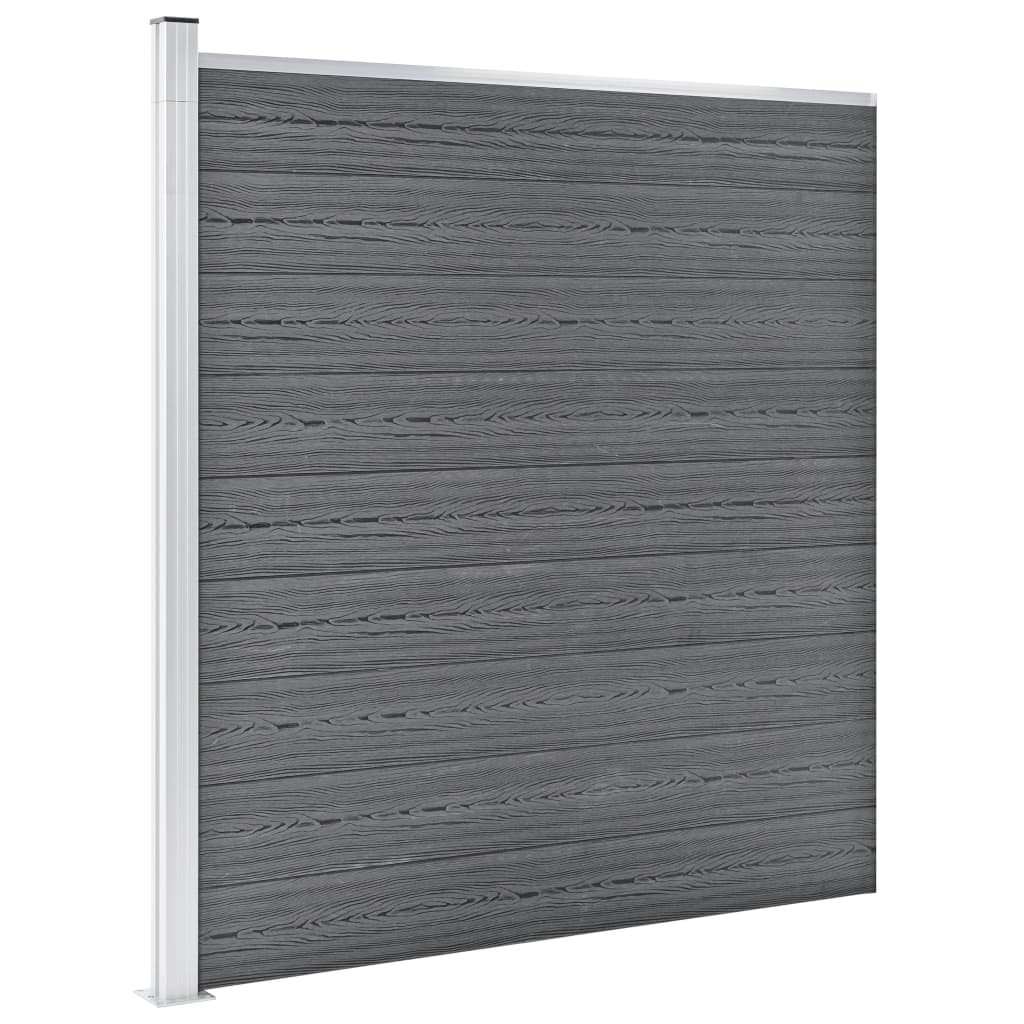 Pannello Recinzione WPC 6 Quadrati 1 Inclinato 1138x186cm Grigio