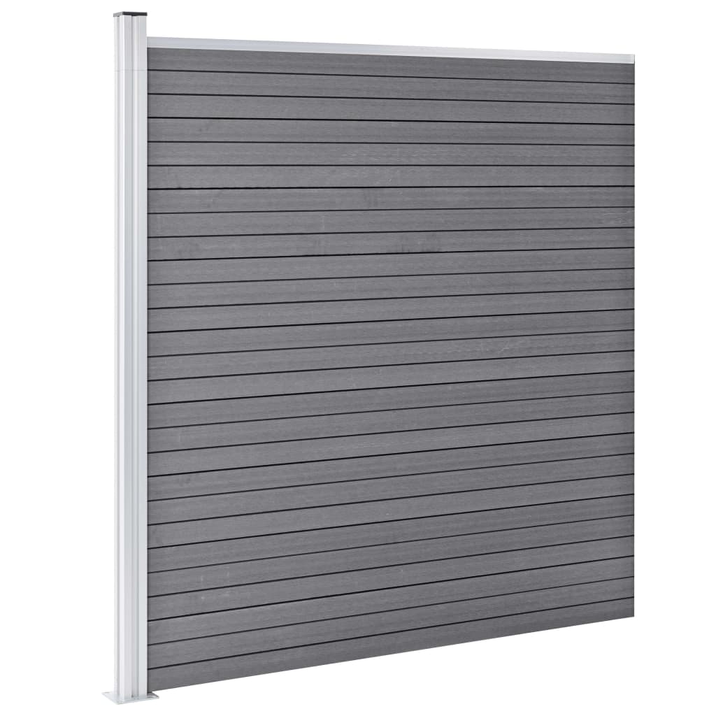 Pannello Recinzione WPC 6 Quadrati 1 Inclinato 1138x186cm Grigio