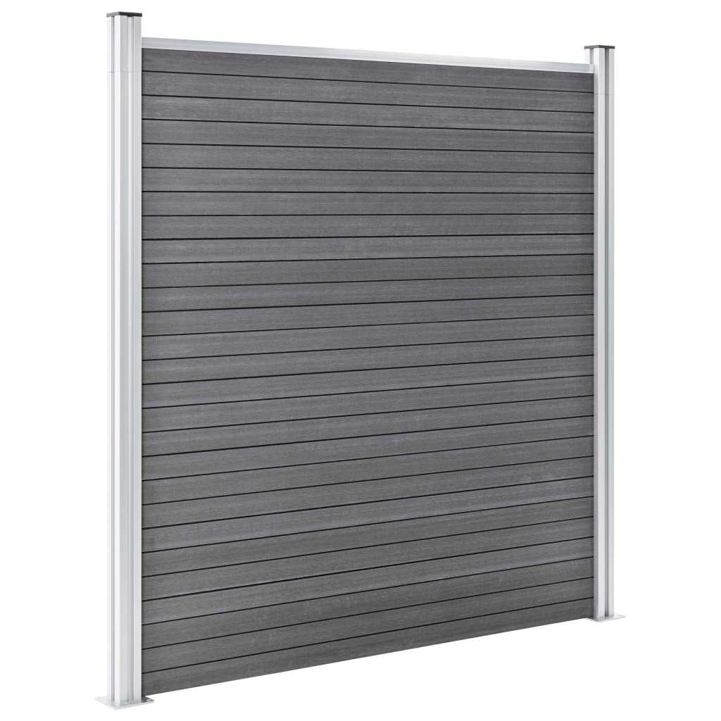 Pannello Recinzione WPC 8 Quadrati 1 Inclinato 1484x186cm Grigio