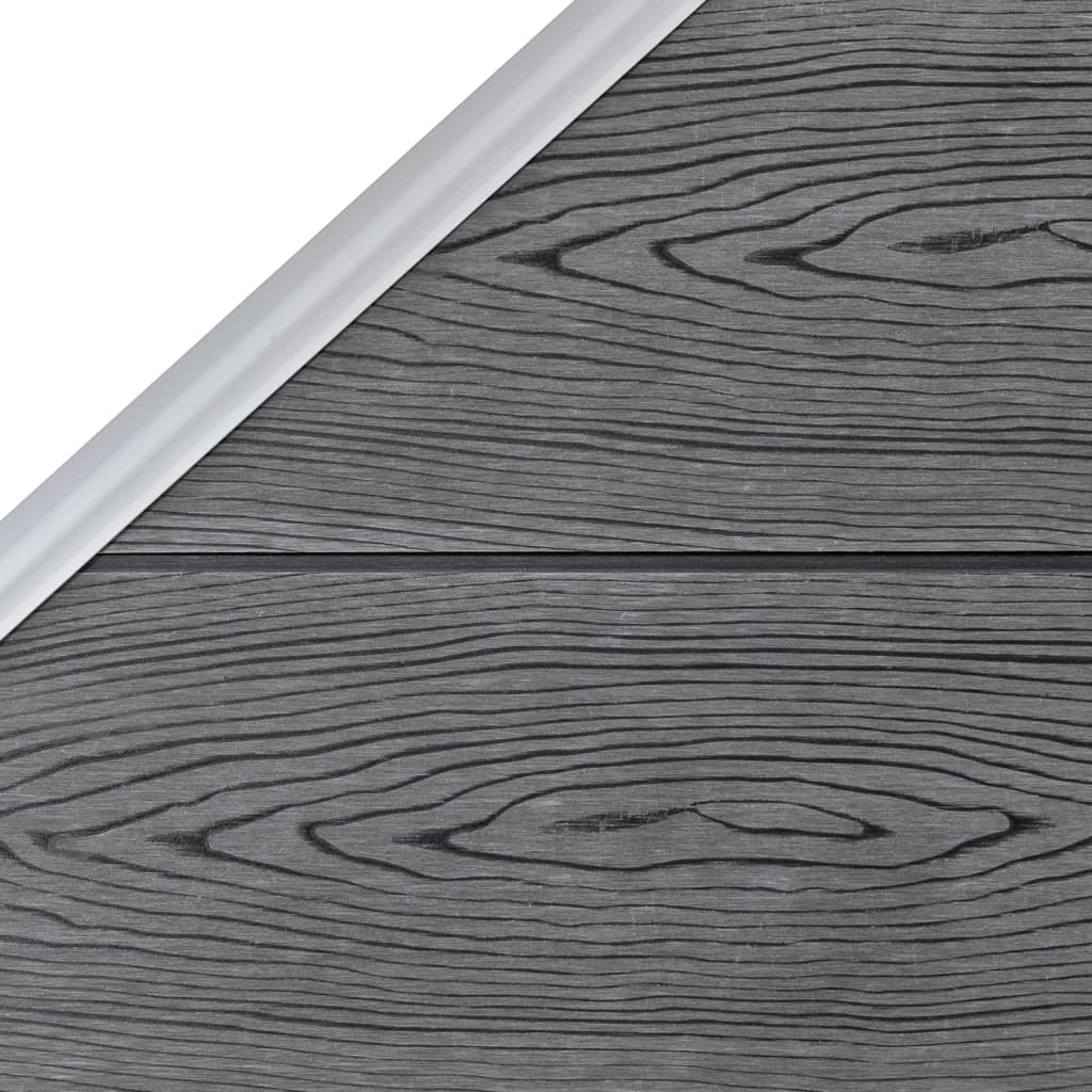 Pannelli Recinzione WPC 9 Quadrati 1 Inclinato 1657x186cm Grigio