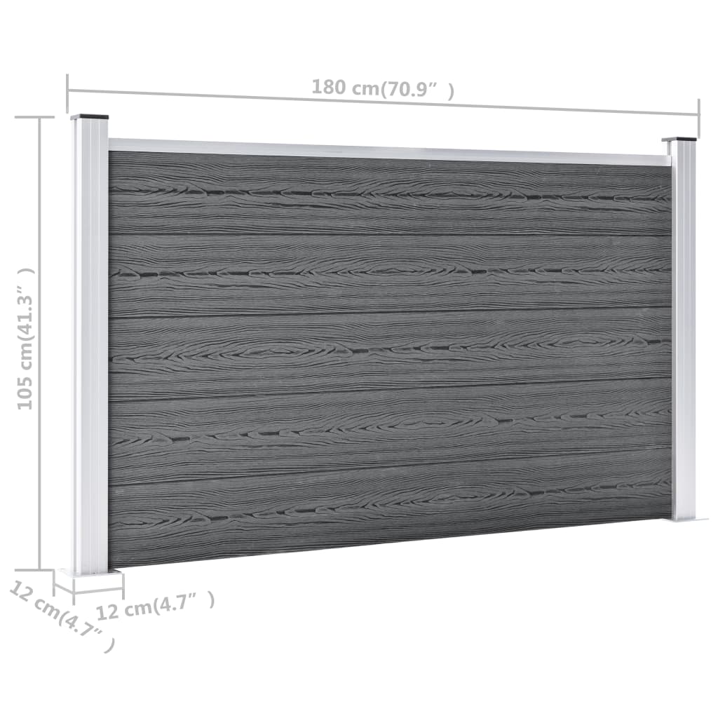 Recinzione da Giardino in WPC 872x106 cm Grigia