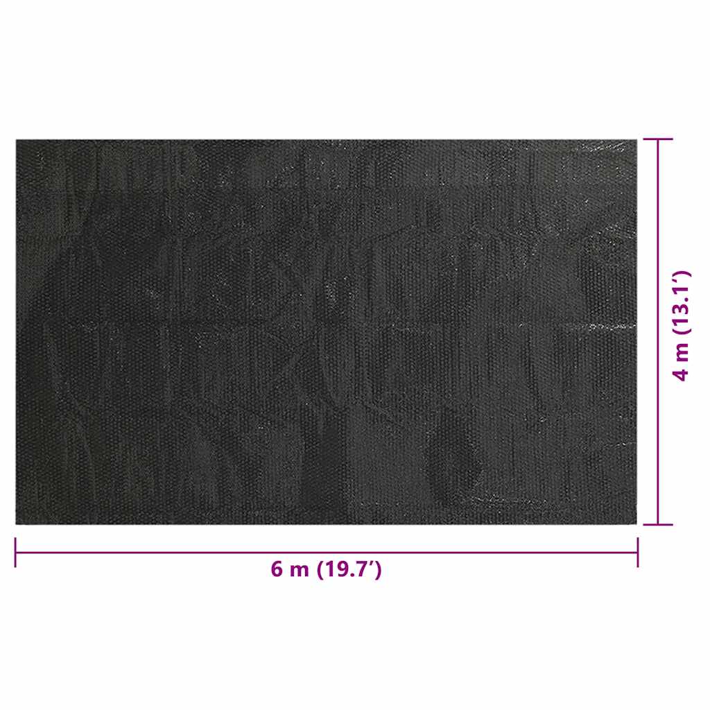 Copripiscina Solare Rettangolare 600x400 cm PE Nero