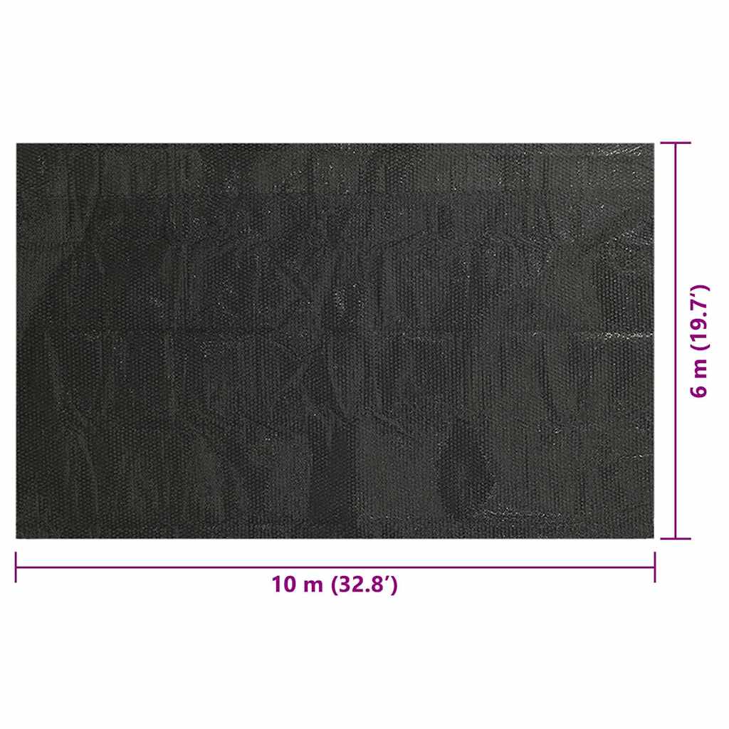Copripiscina Solare Rettangolare 1000x600 cm PE Nero