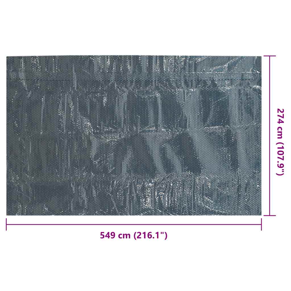 Pellicola Galleggiante Solare PE Piscina 549x274 cm Nero e Blu