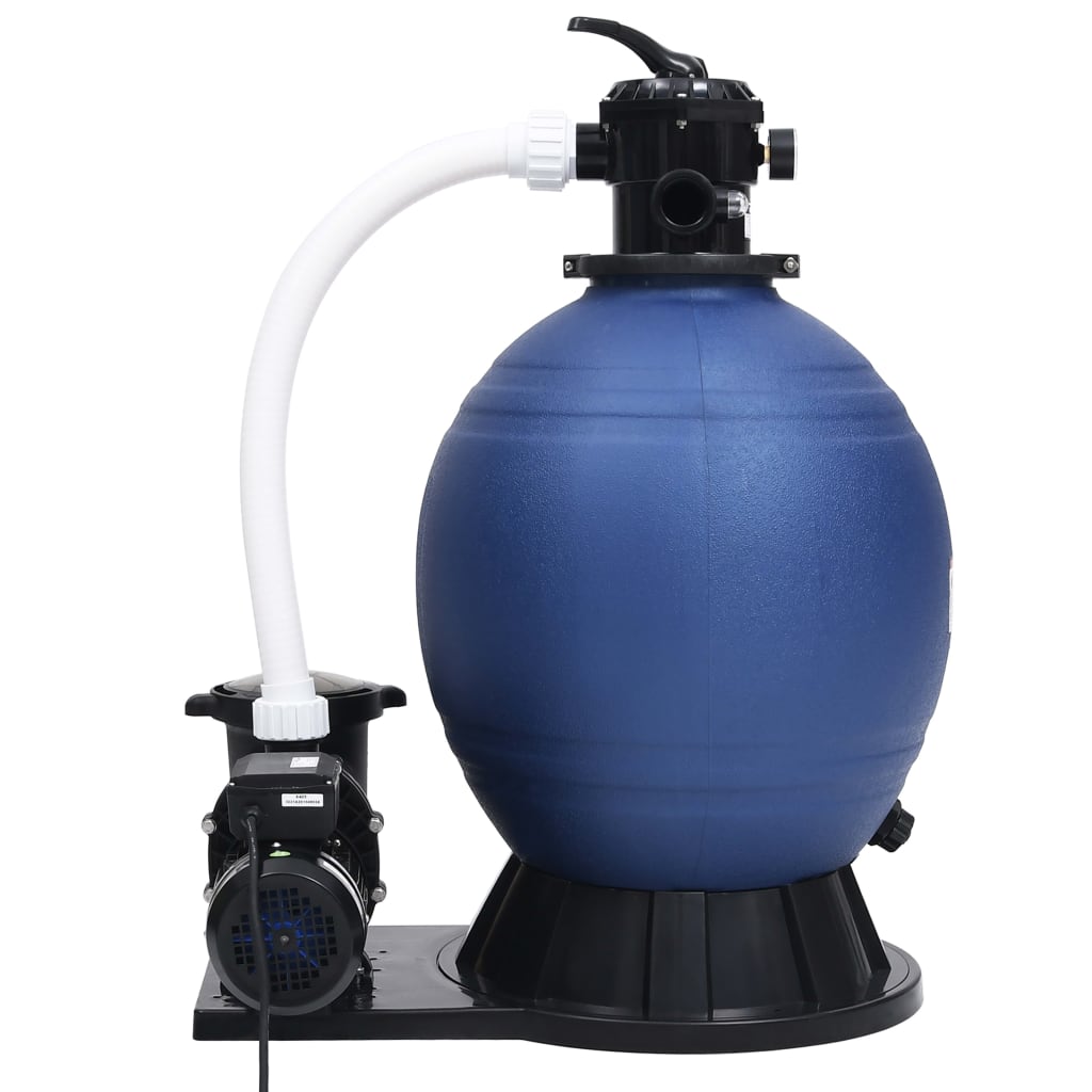 Filtro a Sabbia con Pompa a 7 Vie 1000 W Blu e Nero