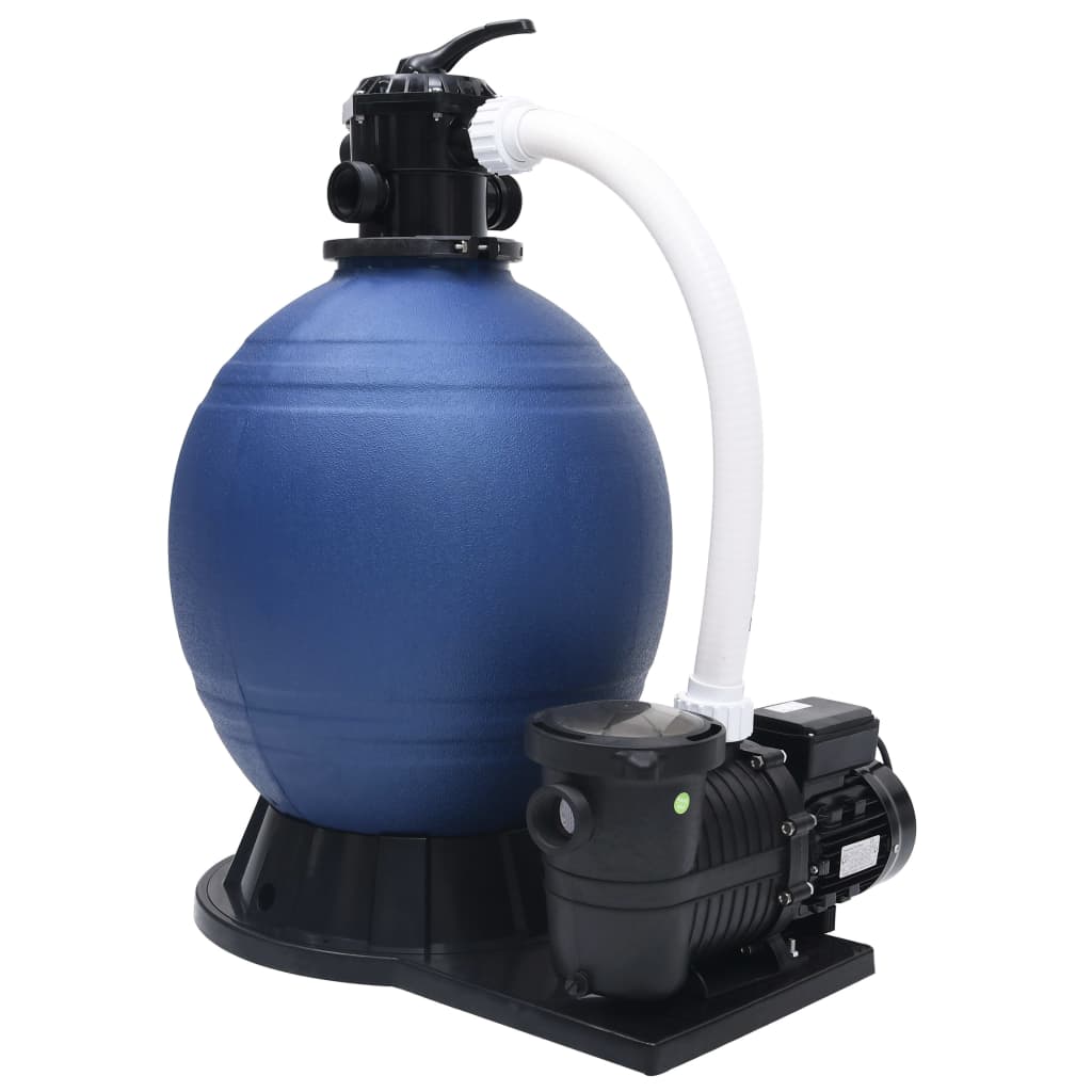 Filtro a Sabbia con Pompa a 7 Vie 1000 W Blu e Nero