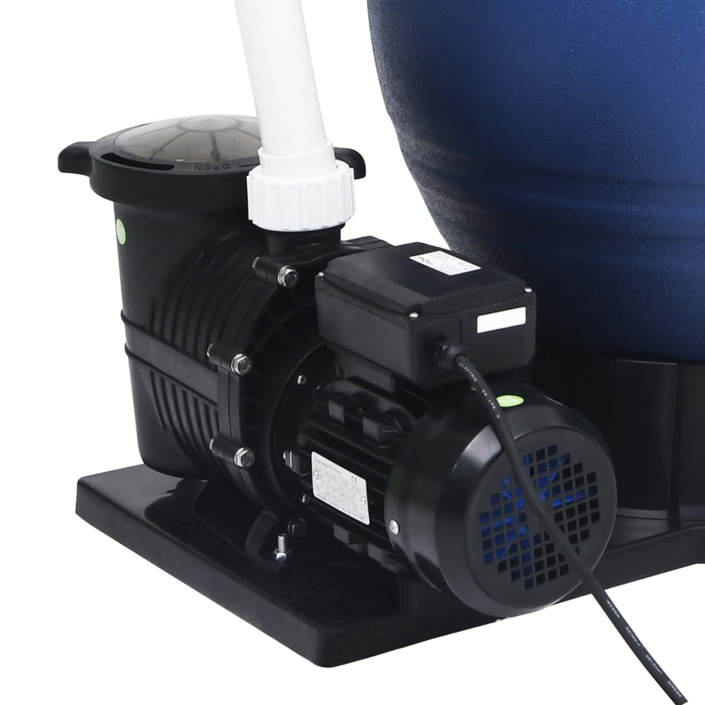 Filtro a Sabbia con Pompa a 7 Vie 1000 W Blu e Nero