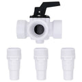 Valvola a Sfera a 3 Vie per Piscina Filettatura 1 1/2" Bianco e Nero