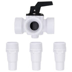 Valvola a Sfera a 3 Vie per Piscina Filettatura 1 1/2" Bianco e Nero