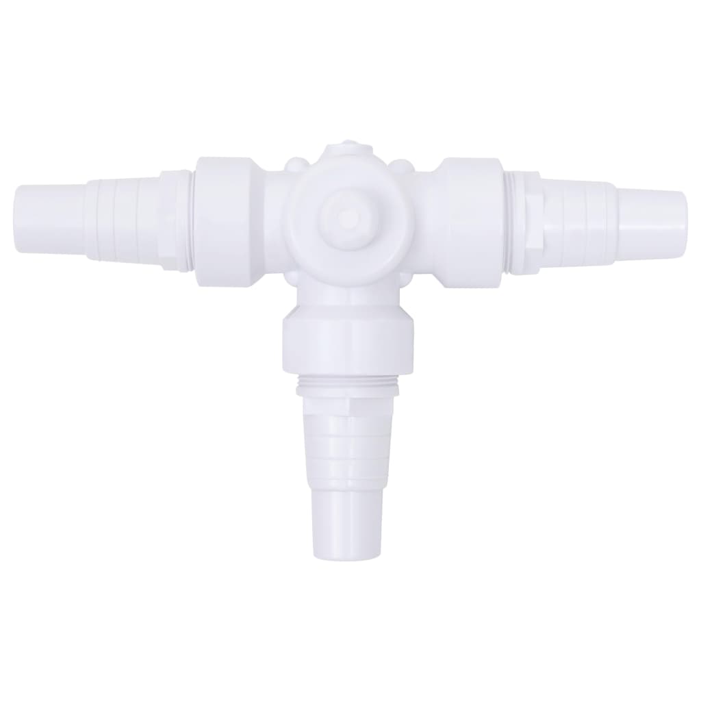 Valvola a Sfera a 3 Vie per Piscina Filettatura 1 1/2" Bianco e Nero