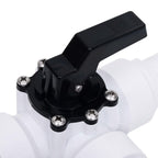 Valvola a Sfera a 3 Vie per Piscina Filettatura 1 1/2" Bianco e Nero
