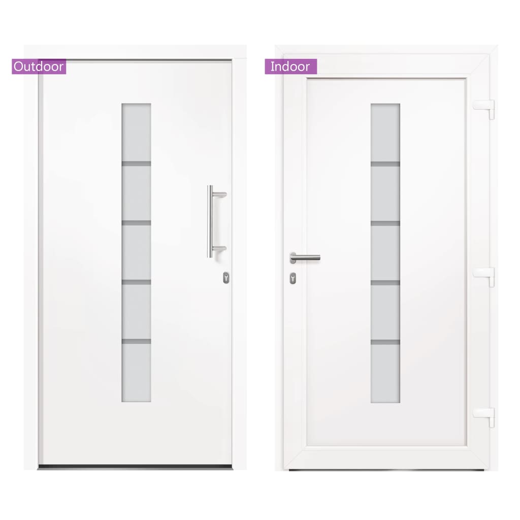 Porta d'Ingresso in Alluminio e PVC Bianco 100x200 cm