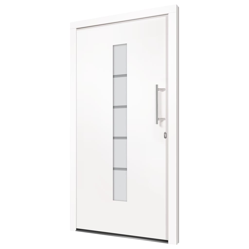 Porta d'Ingresso in Alluminio e PVC Bianco 100x210 cm