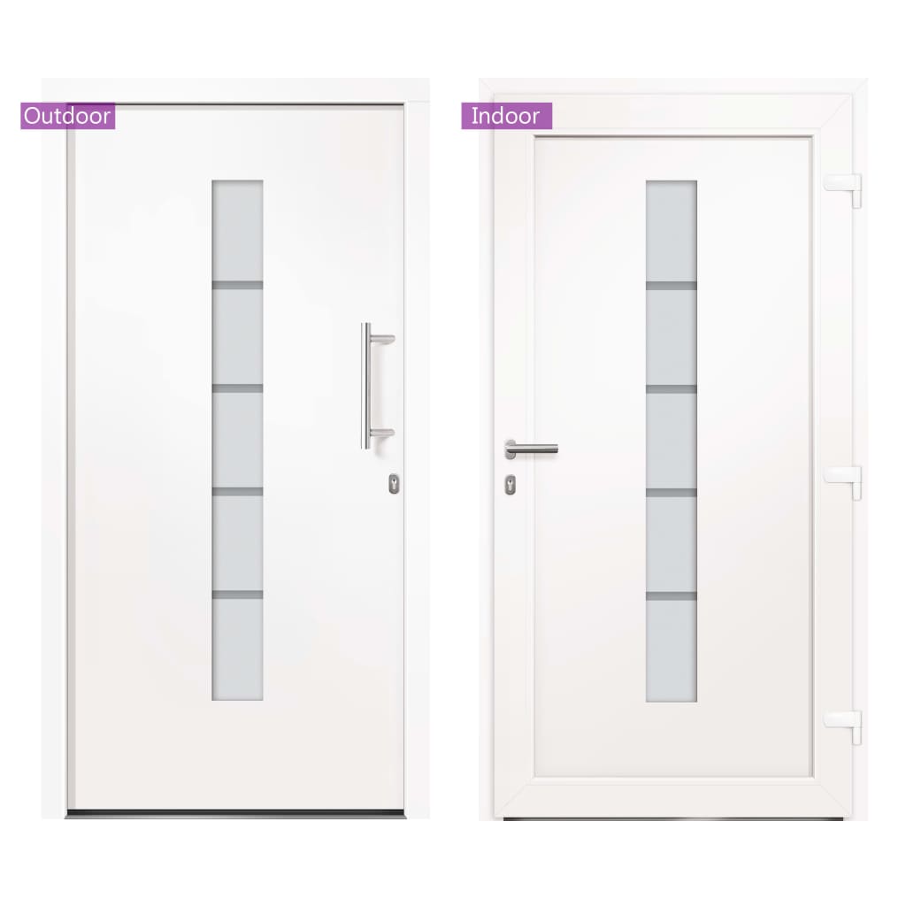Porta d'Ingresso in Alluminio e PVC Bianco 100x210 cm