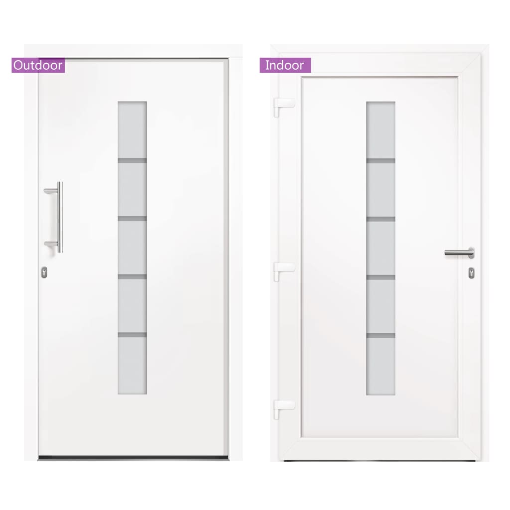 Porta d'Ingresso in Alluminio e PVC Bianco 100x210 cm