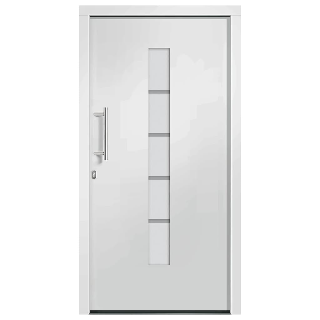 Porta d'Ingresso in Alluminio e PVC Bianco 110x210 cm