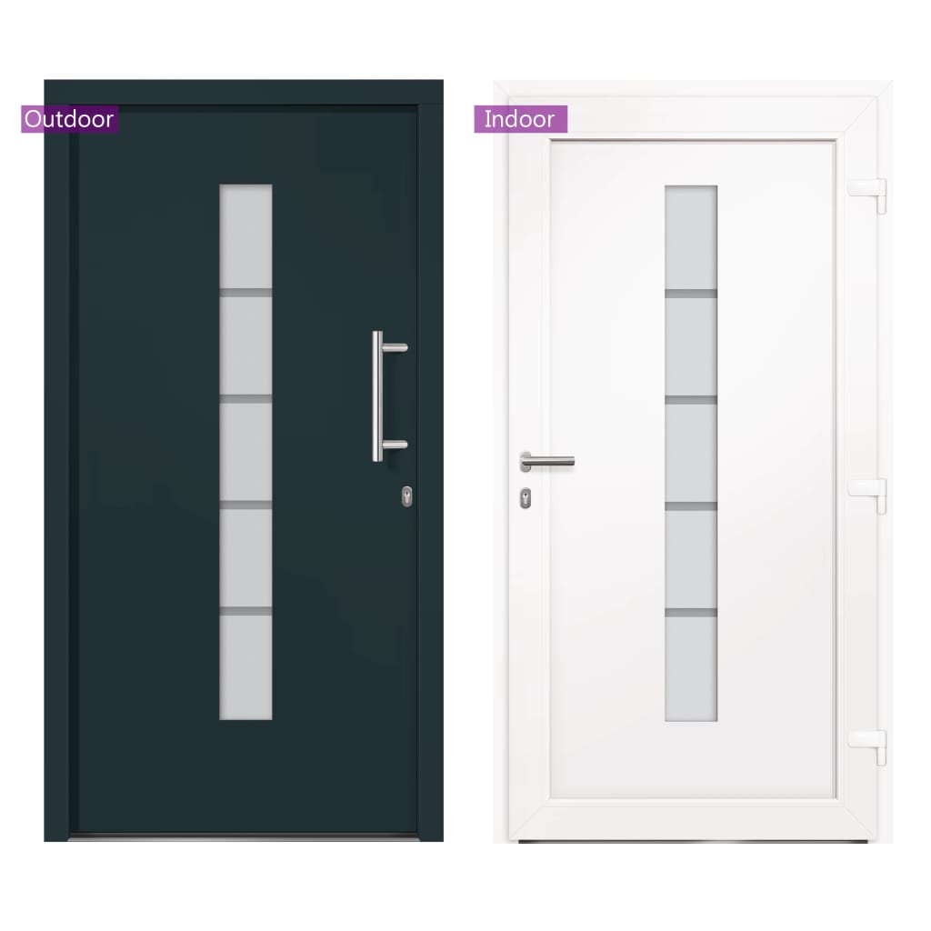 Porta d'Ingresso in Alluminio e PVC Antracite 100x210 cm