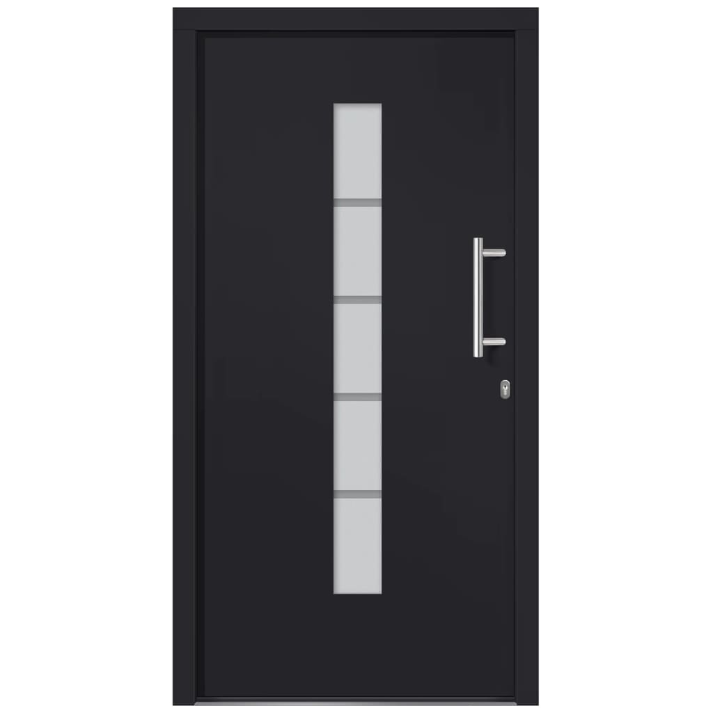 Porta d'Ingresso in Alluminio e PVC Antracite 110x210 cm