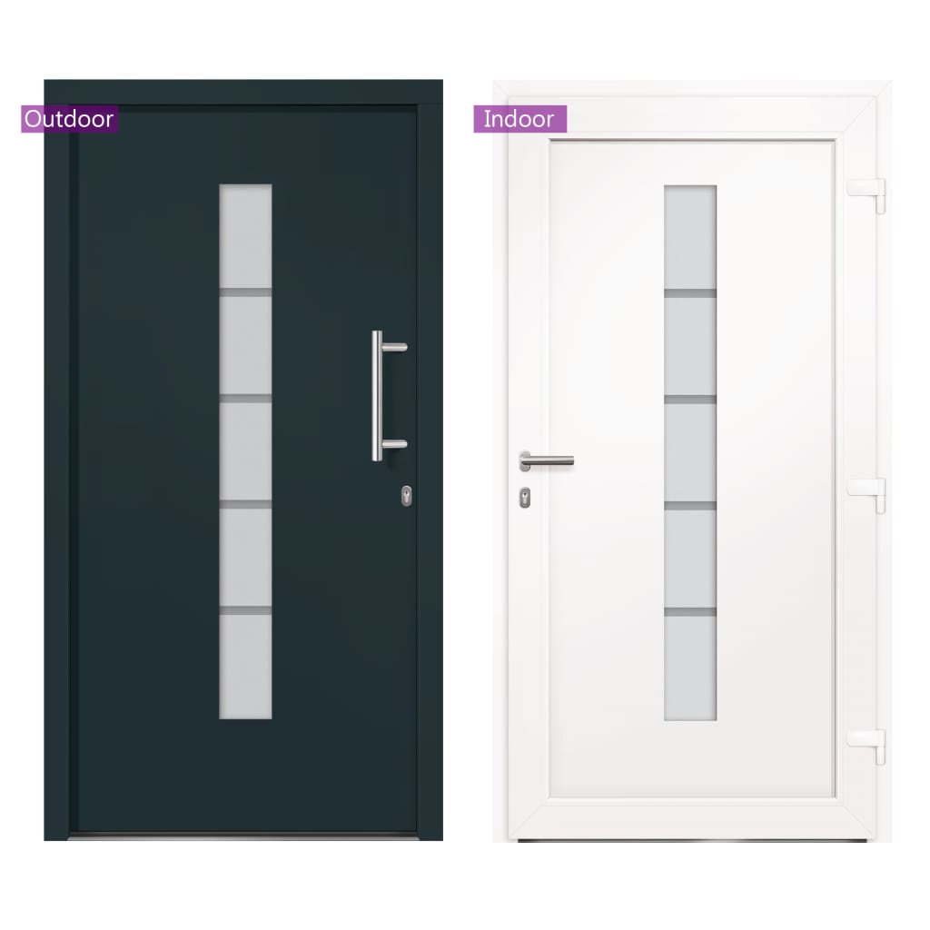 Porta d'Ingresso in Alluminio e PVC Antracite 110x210 cm